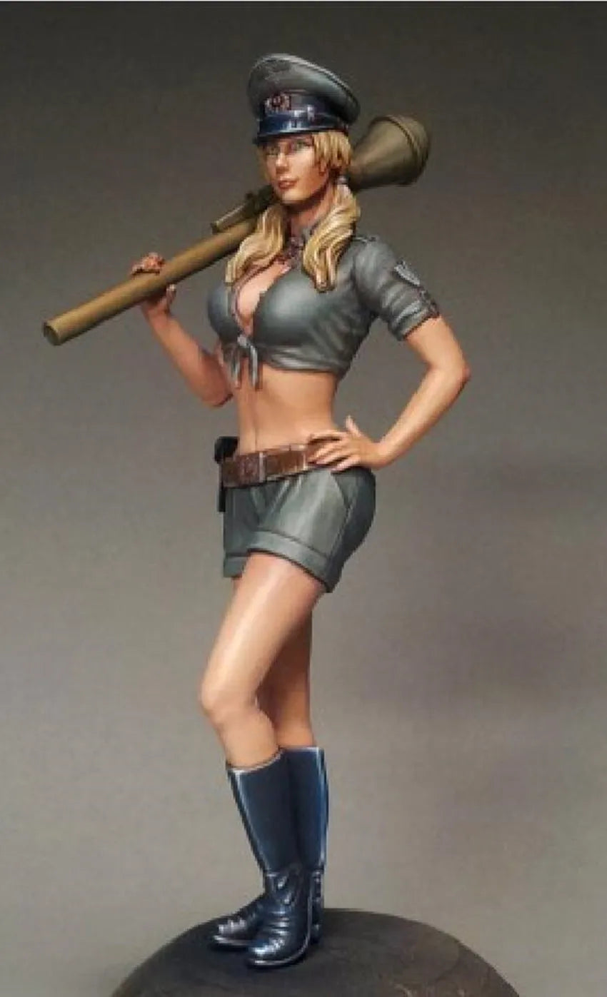 1/16 Female Soldier Pin-up, Resin Model Figure Kit, Unassembled and Unpainted