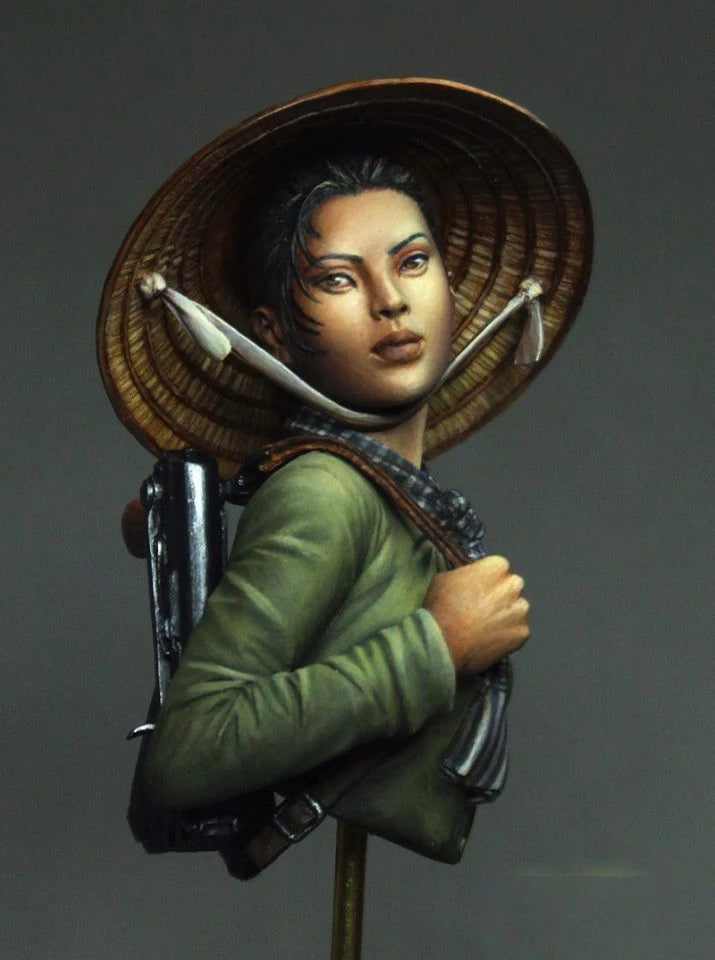 1/12 Vietnam War Female Guerrilla Fighter, Resin Model Bust Kit, Unassembled and Unpainted