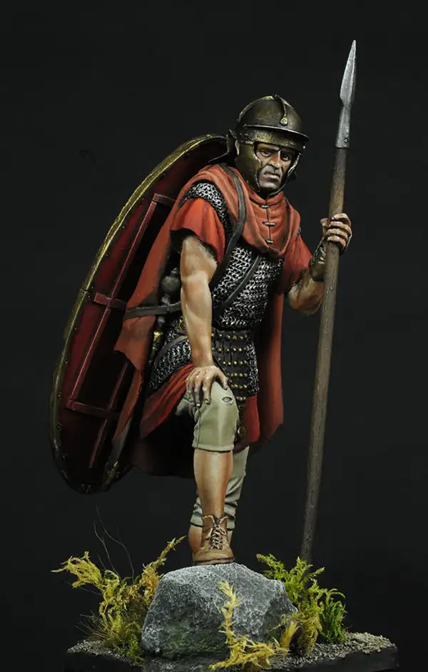 75mm Ancient Dacian Warrior with Spear and Shield, Resin Model Figure Kit, Unassembled and Unpainted