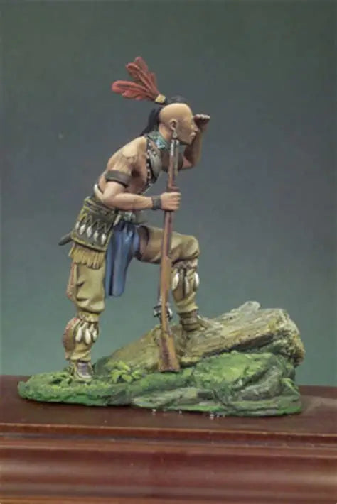 1/32 Tribal Barbarian with Red Feathered Headdress, Resin Model Figure Kit, Fantasy Theme, Unassembled and Unpainted