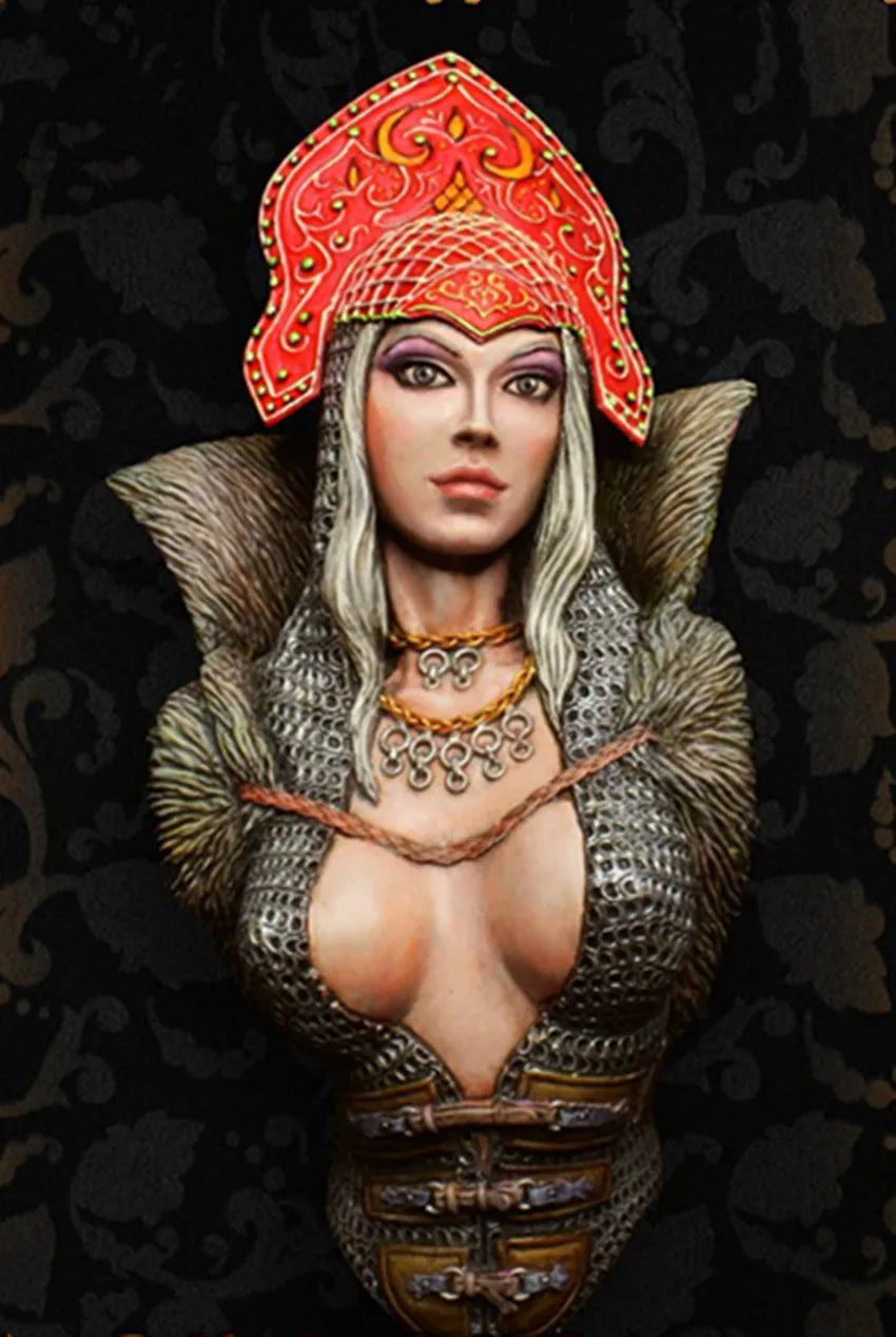 1/9 Fantasy Female Warrior, Resin Model Bust Kit, Unassembled and Unpainted