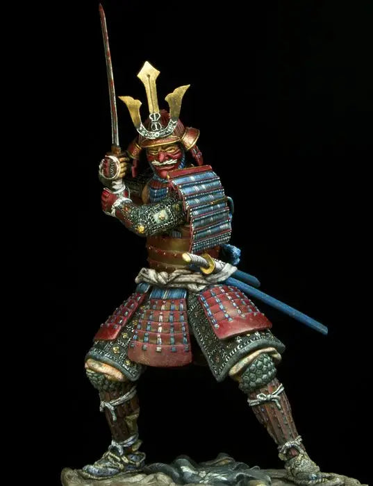 75mm Medieval Samurai Attacking with Raised Katana, Resin Model Figure Kit, Unassembled and Unpainted