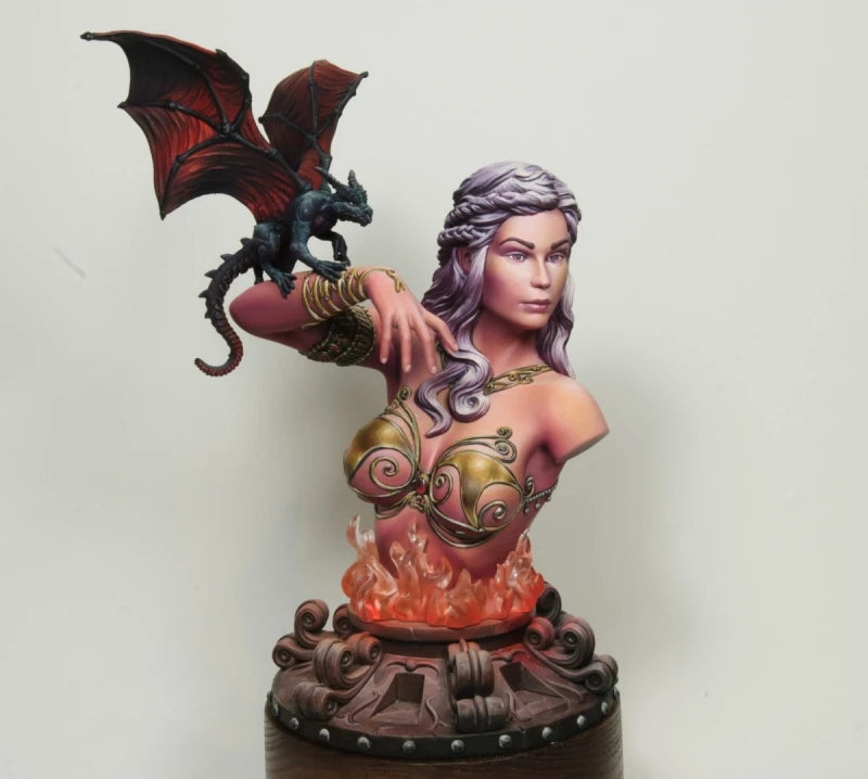 1/16 Female Sorceress with Dragon, Resin Model Bust Kit, Fantasy Theme, Unassembled and Unpainted