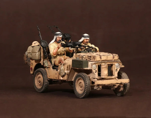 1/35 WWII Jeep with Allied Crew, 4 Figures, Resin Model Vehicle Kit, Unassembled and Unpainted