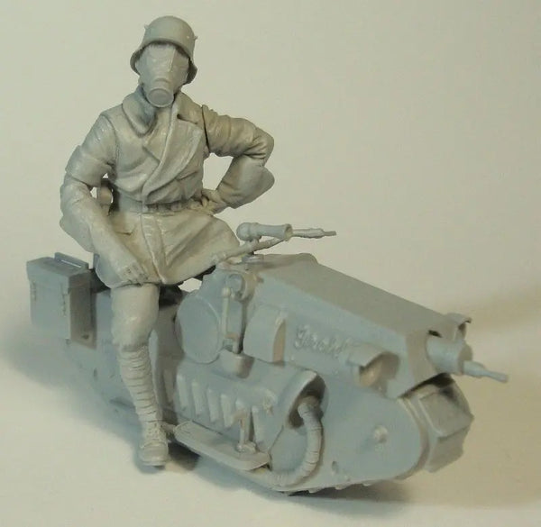 1/35 WWII Soldier with Motorcycle & Sidecar, Resin Model Figure Kit, Unassembled and Unpainted