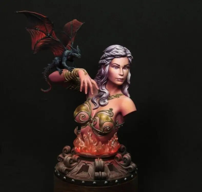 1/16 Female Sorceress with Dragon, Resin Model Bust Kit, Fantasy Theme, Unassembled and Unpainted