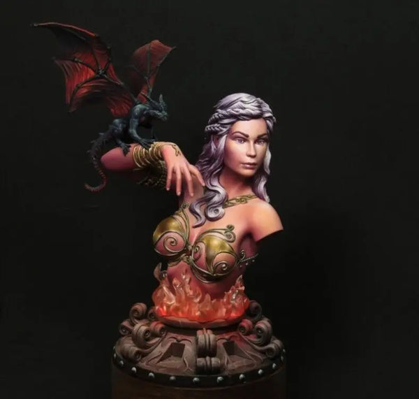 1/16 Female Sorceress with Dragon, Resin Model Bust Kit, Fantasy Theme, Unassembled and Unpainted