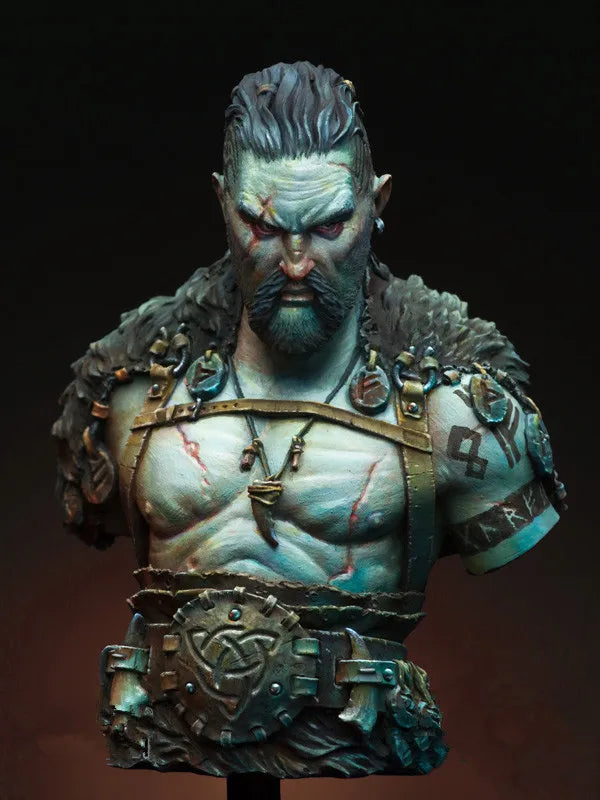 1/12 Orc Warlord with Ornate Segmented Armor, Resin Model Bust Kit, Fantasy Theme, Unassembled and Unpainted