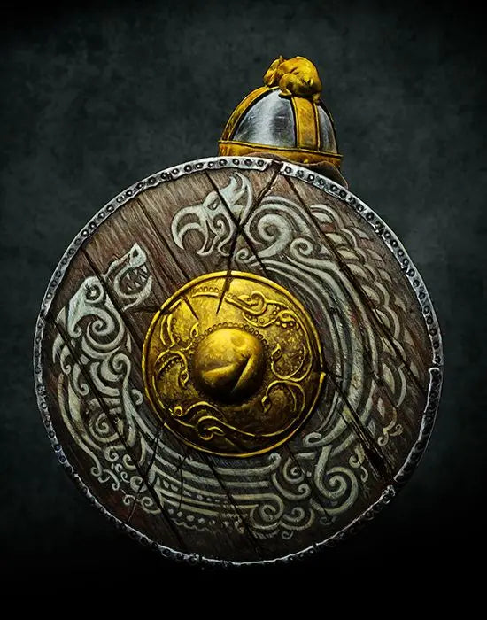 1/9 Medieval Red-Bearded Viking Axeman with Ornate Shield, Resin Model Bust Kit, Unassembled and Unpainted