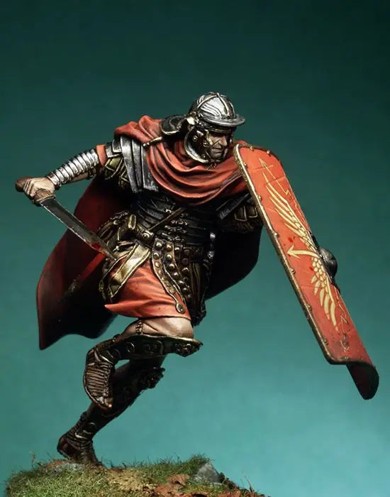 75mm Ancient Roman Legionary Advancing with Red Cloak, Resin Model Figure Kit, Unassembled and Unpainted