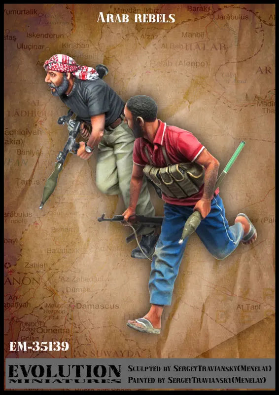 1/35 Modern Arab Fighters Advancing with Rifles, 4 Figures, Resin Model Figure Kit, Unassembled and Unpainted