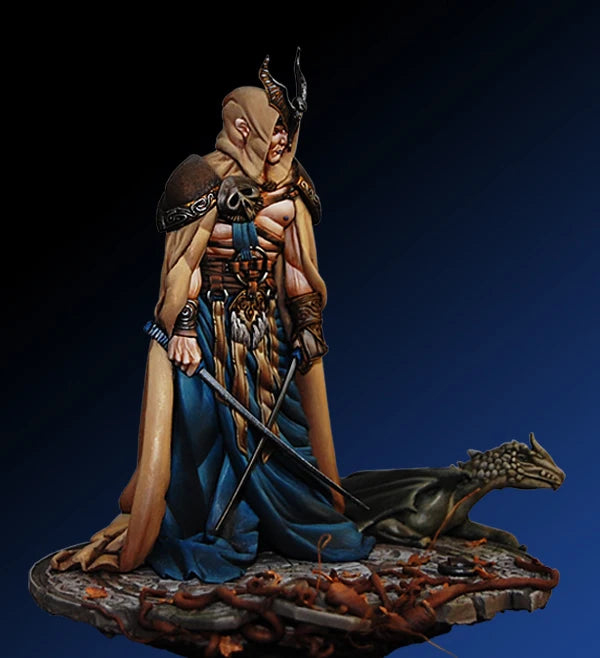 90mm Female Fantasy Warrior with Demon Horns, Resin Model Figure Kit, Fantasy Theme, Unassembled and Unpainted
