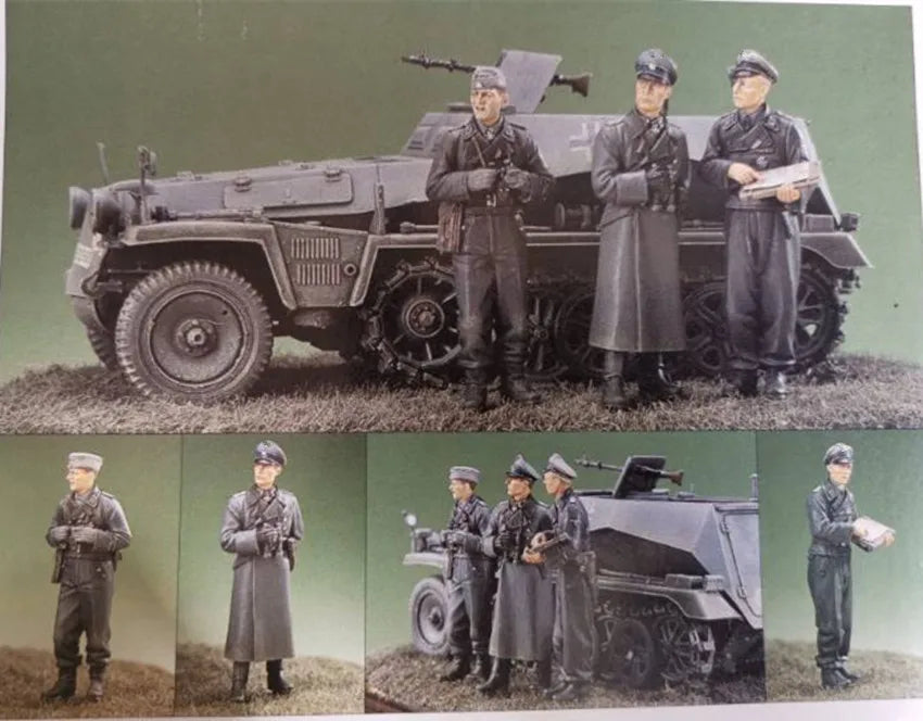 1/35 WWII German Soldiers Set, 4 Figures, Resin Model Figure Kit, Unassembled and Unpainted