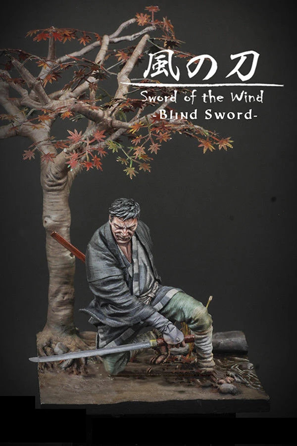 1/24 Medieval Aged Blind Samurai with Katana, Resin Model Figure Kit, Unassembled and Unpainted