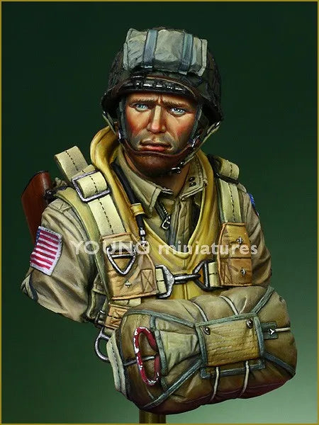 1/10 WWII US Paratrooper in Full Combat, Resin Model Figure Kit, Unassembled and Unpainted