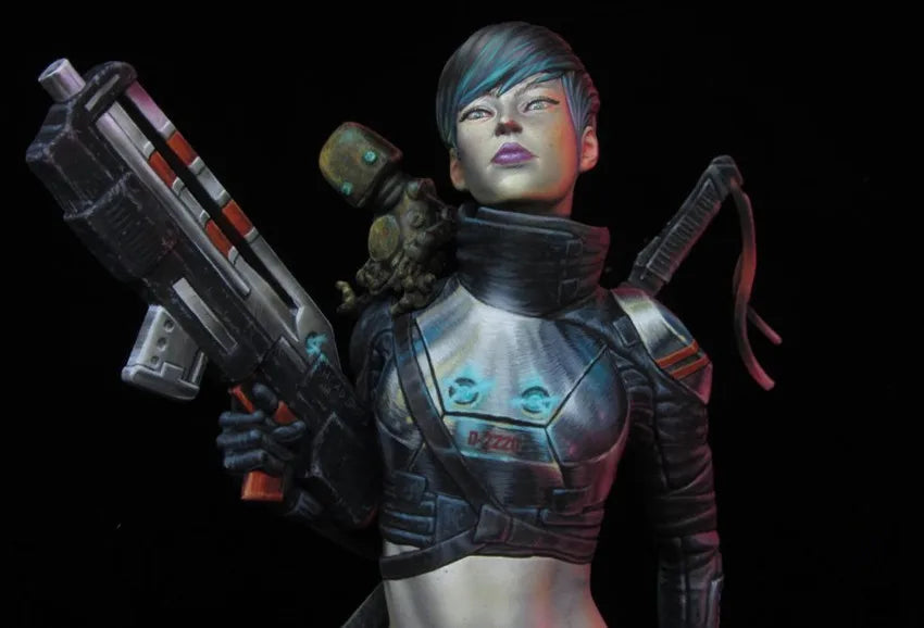 1/10 Tactical Female Soldier, Resin Model Bust Kit, Sci-Fi Theme, Unassembled and Unpainted