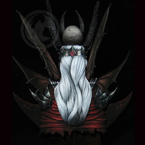 1/10 Demoness with Elaborate Horned Crown, Resin Model Bust Kit, Fantasy Theme, Unassembled and Unpainted