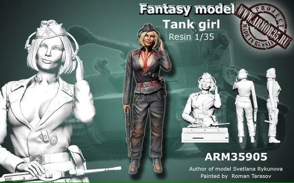 1/35 Female Tank Girl, Resin Model Figure Kit, Fantasy Theme, Unassembled and Unpainted