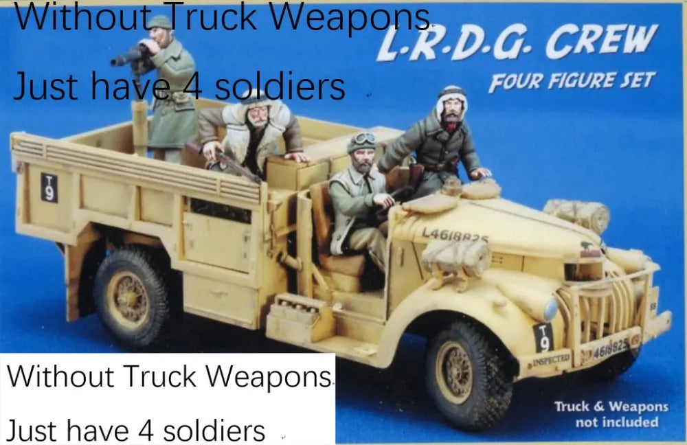 1/35 WWII British LRDG Jeep Crew, 4 Figures, Resin Model Figure Kit, Unassembled and Unpainted