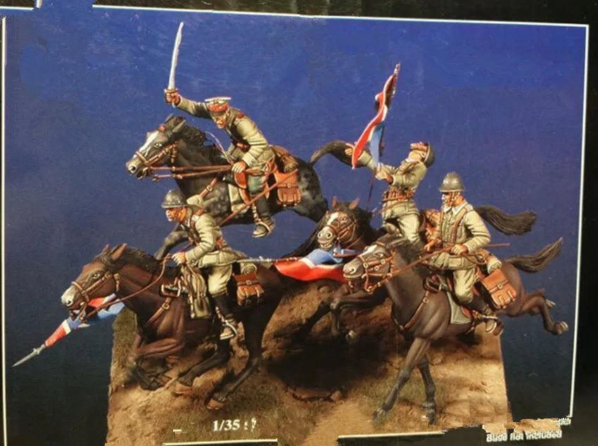 1/35 Napoleonic Cavalry, 4 Figures, Resin Model Figure Kit, Unassembled and Unpainted