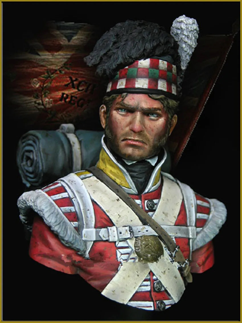 1/10 Napoleonic Scottish Highland Officer in Tartan, Resin Model Bust Kit, Unassembled and Unpainted