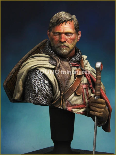 1/10 Medieval Crusader Knight with Templar Cross and Sword, Resin Model Bust Kit, Unassembled and Unpainted
