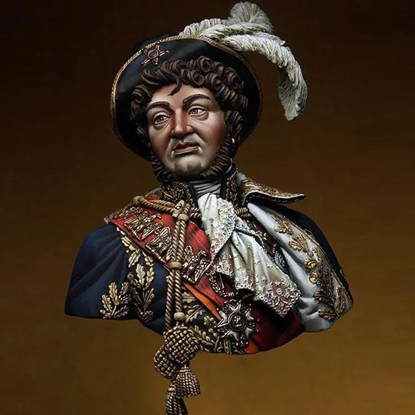 1/9 Napoleonic French Imperial Marshal with Bicorne and Plume, Resin Model Bust Kit, Unassembled and Unpainted
