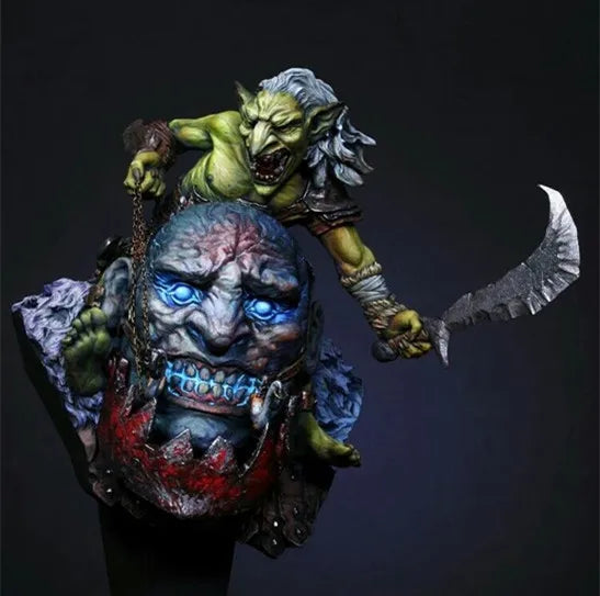 1/10 Demonic Orc with Ornate Crown, Resin Model Bust Kit, Anime Theme, Unassembled and Unpainted