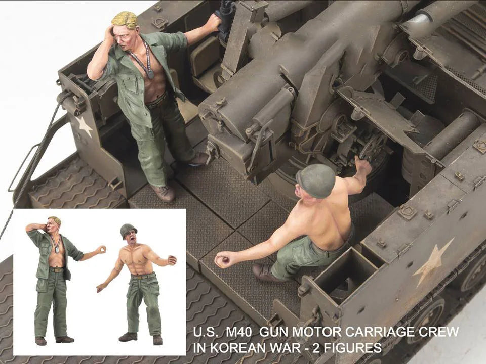1/35 Korean War U.S. Motor Carriage Crew, 2 Figures, Resin Model Figure Kit, Unassembled and Unpainted