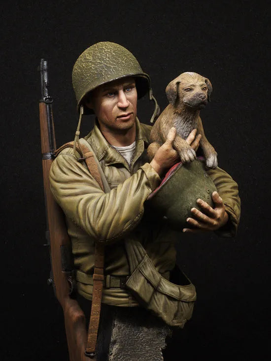 1/9 WWII Allied Soldier, Resin Model Bust Kit, Unassembled and Unpainted