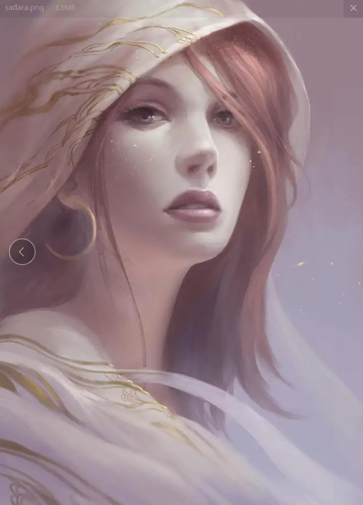 1/10 Female in Ornate Gold-Embroidered Headscarf, Resin Model Bust Kit, Fantasy Theme, Unassembled and Unpainted