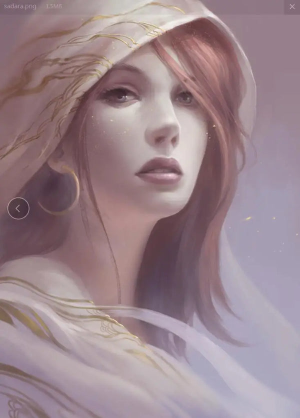 1/10 Female in Ornate Gold-Embroidered Headscarf, Resin Model Bust Kit, Fantasy Theme, Unassembled and Unpainted