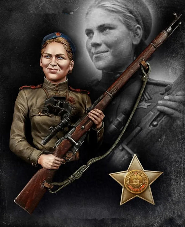 200mm WWII Soviet Female Soldier, Resin Model Bust Kit, Unassembled and Unpainted