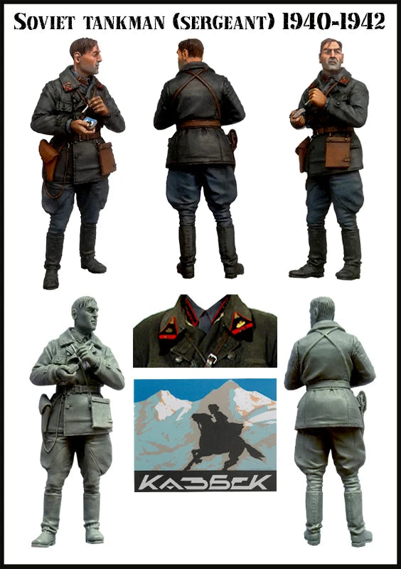 1/35 WWII Soviet Tank Crew Sergeant in Leather Jacket, 6 Figures, Resin Model Figure Kit, Unassembled and Unpainted