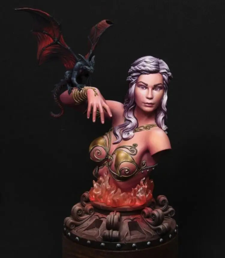 1/16 Female Sorceress with Dragon, Resin Model Bust Kit, Fantasy Theme, Unassembled and Unpainted