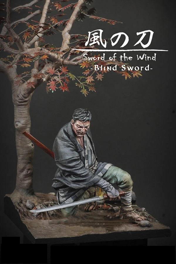 1/24 Medieval Aged Blind Samurai with Katana, Resin Model Figure Kit, Unassembled and Unpainted