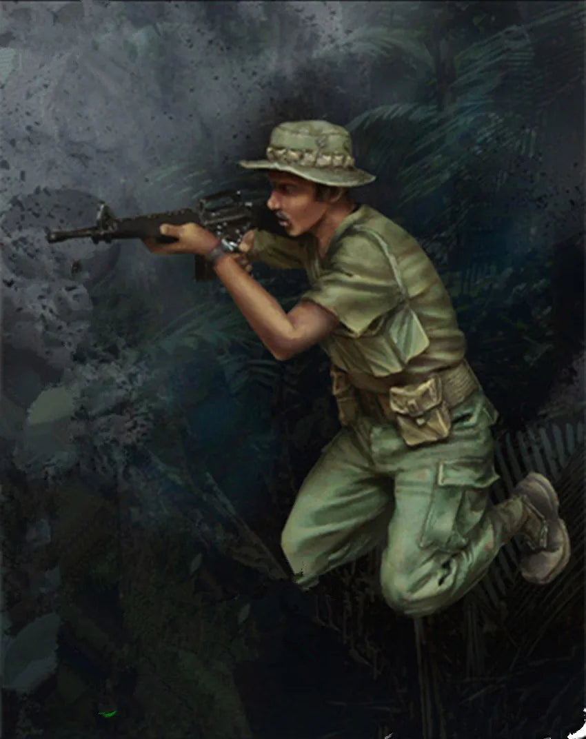 1/35 WWII US Rifleman Kneeling and Aiming Rifle, Resin Model Figure Kit, Unassembled and Unpainted