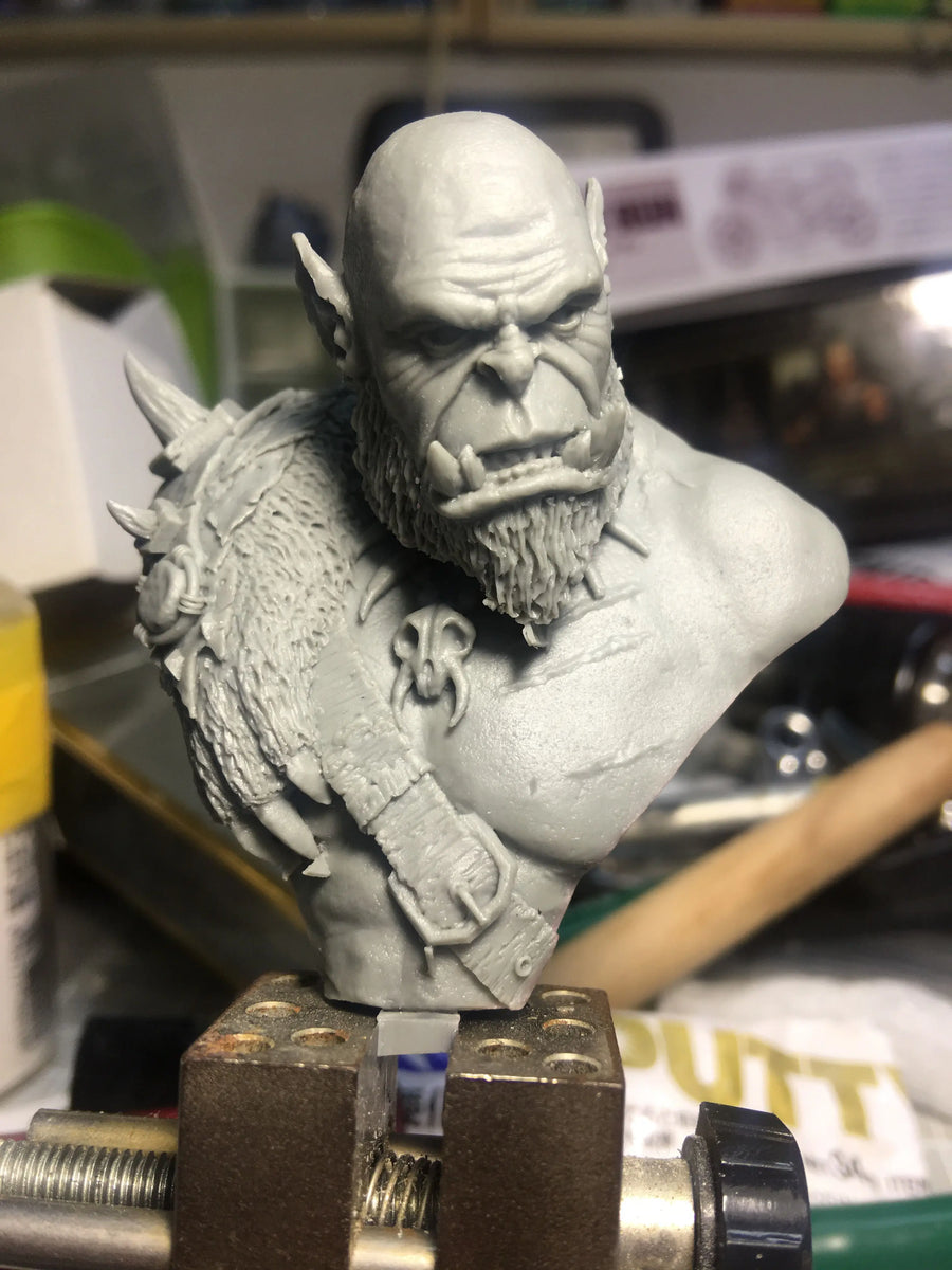Fantasy Orc Warrior Orgrim Spiked Pauldron 75mm Resin Bust Kit - resin model view 3