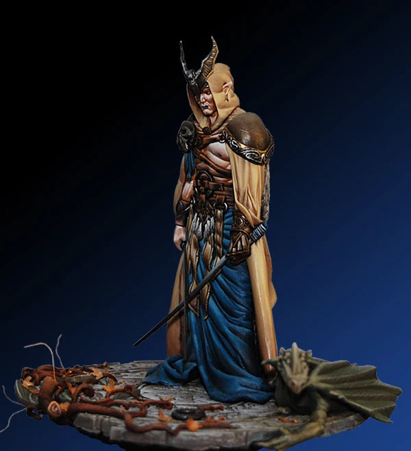 90mm Female Fantasy Warrior with Demon Horns, Resin Model Figure Kit, Fantasy Theme, Unassembled and Unpainted