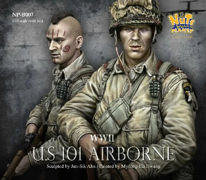 WWII US 101st Airborne Soldiers, 2 Figures, Resin Model Figure Kit, Unassembled and Unpainted
