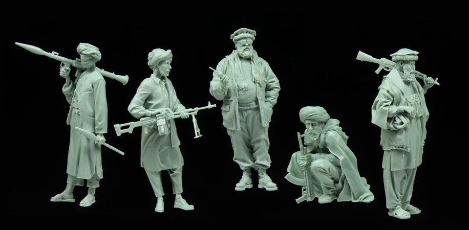1/35 Cold War Afghan Rebels, 5 Figures, Resin Model Figure Kit, Unassembled and Unpainted