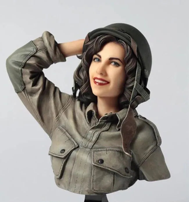 95mm WWII Female Soldier Pin-up, Resin Model Bust Kit, Unassembled and Unpainted