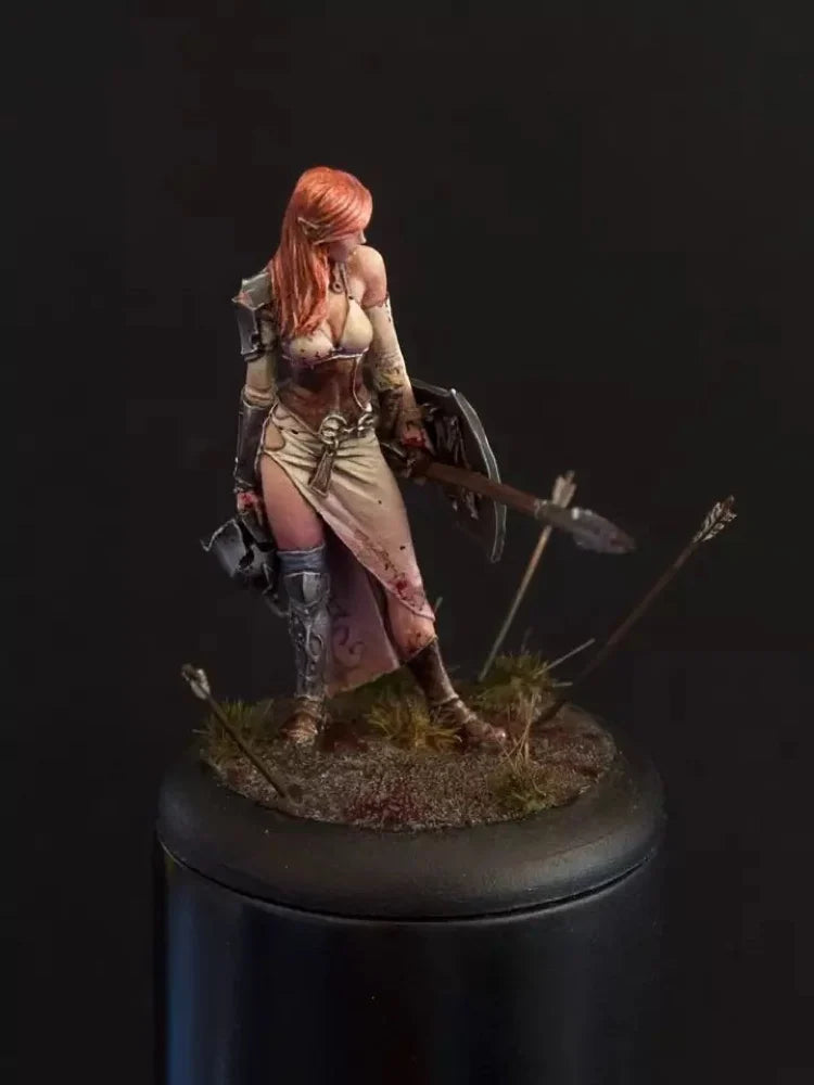 30mm Warrior Wielding Speared Fish Weapon, Resin Model Figure Kit, Fantasy Theme, Unassembled and Unpainted