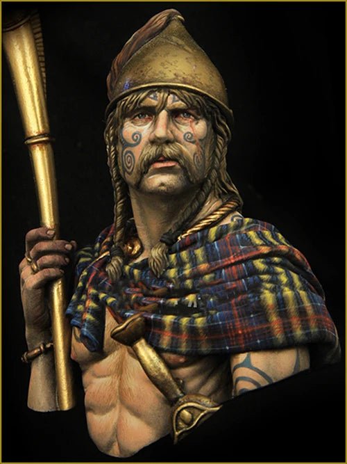 1/10 Ancient Celtic Warrior with Raven-Topped Staff, Resin Model Bust Kit, Unassembled and Unpainted