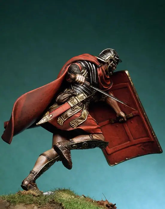75mm Ancient Roman Legionary Advancing with Red Cloak, Resin Model Figure Kit, Unassembled and Unpainted