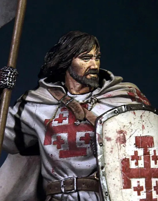 1/18 Medieval Crusader Knight Bearing Cross Banner, Resin Model Figure Kit, Unassembled and Unpainted