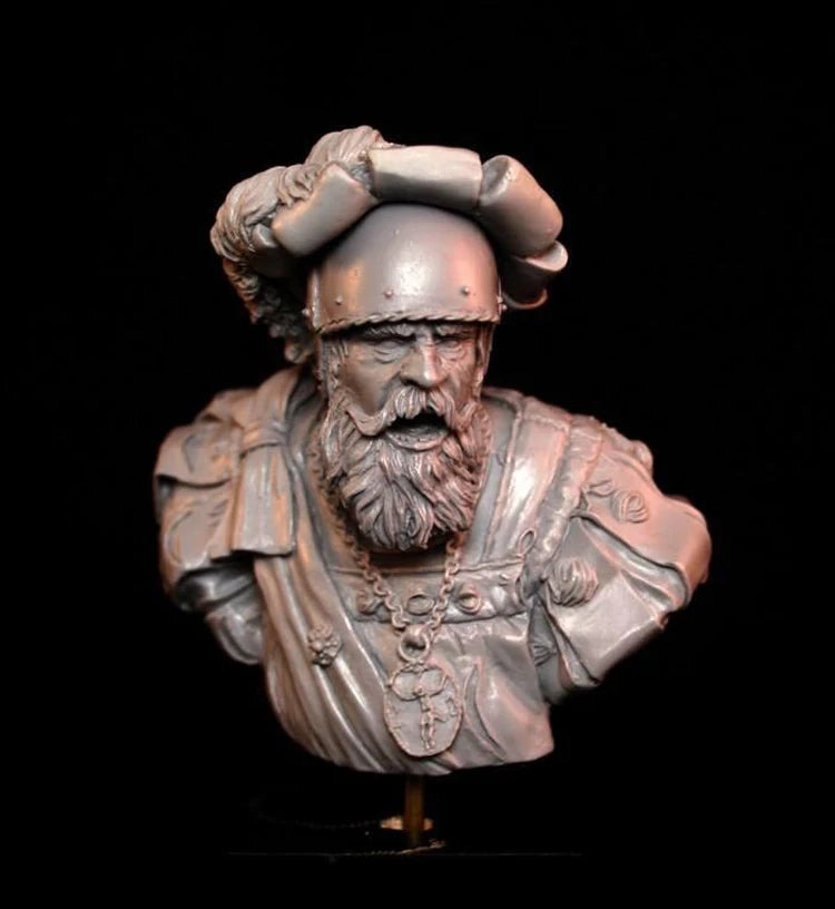 1/9 Medieval Landsknecht Captain, Resin Model Bust Kit, Unassembled and Unpainted