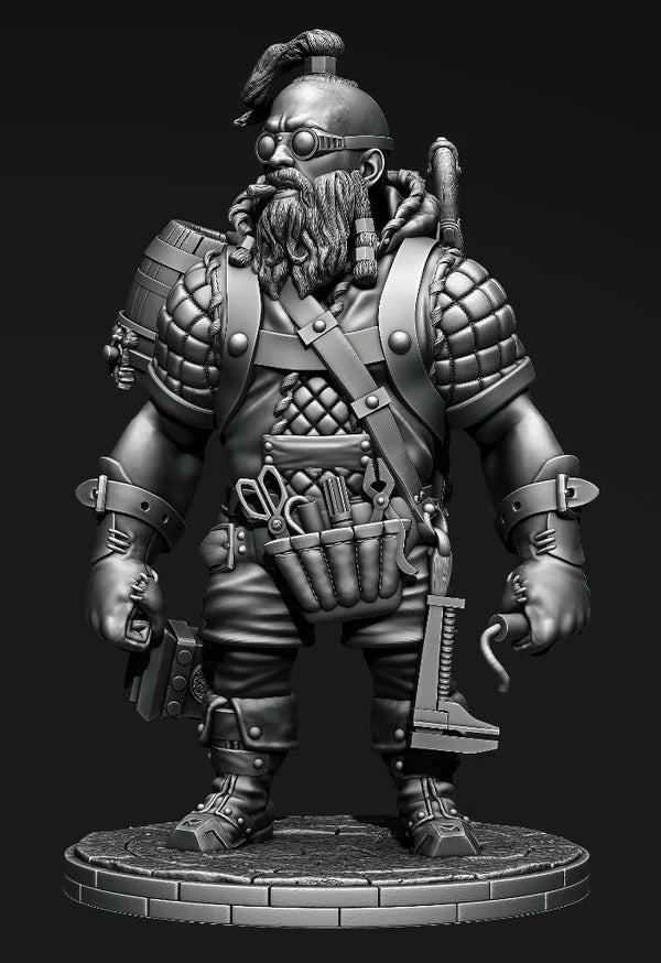 1/24 Dwarf Warrior with Crossbow and Goggles, Resin Model Figure Kit, Fantasy Theme, Unassembled and Unpainted