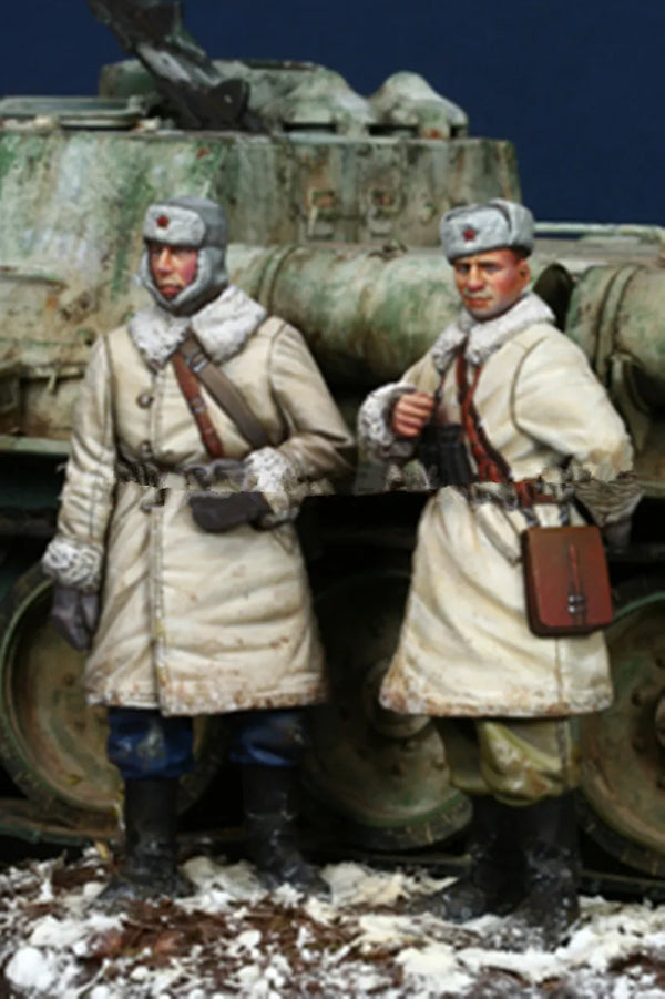 1/35 WWII German Sentries in Winter Greatcoats, 2 Figures, Resin Model Figure Kit, Unassembled and Unpainted