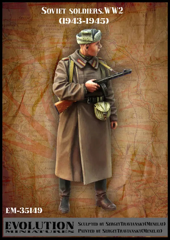 1/35 WWII Soviet NCO with PPSh-41 Submachine Gun, Resin Model Figure Kit, Unassembled and Unpainted